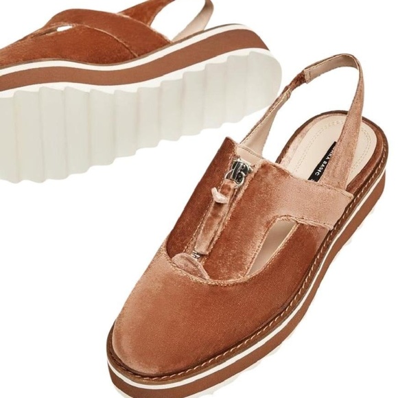 Zara Shoes - FINAL SALE  Zara Velvet Brogues Slingback Mules